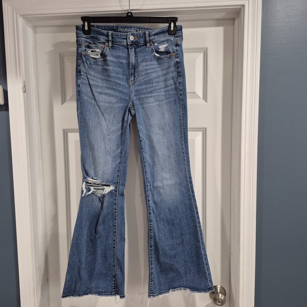 American Eagle Jeans‎ Womens 8 Super Hi-Rise Flare Bell Bottom Boho Festival
